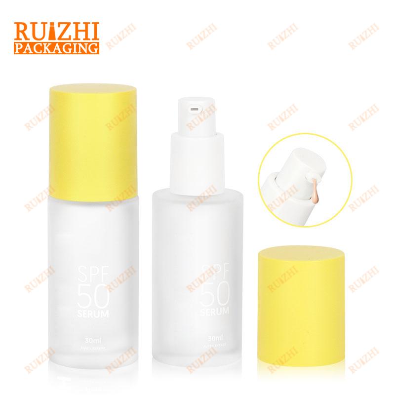 frosted glass pump bottle