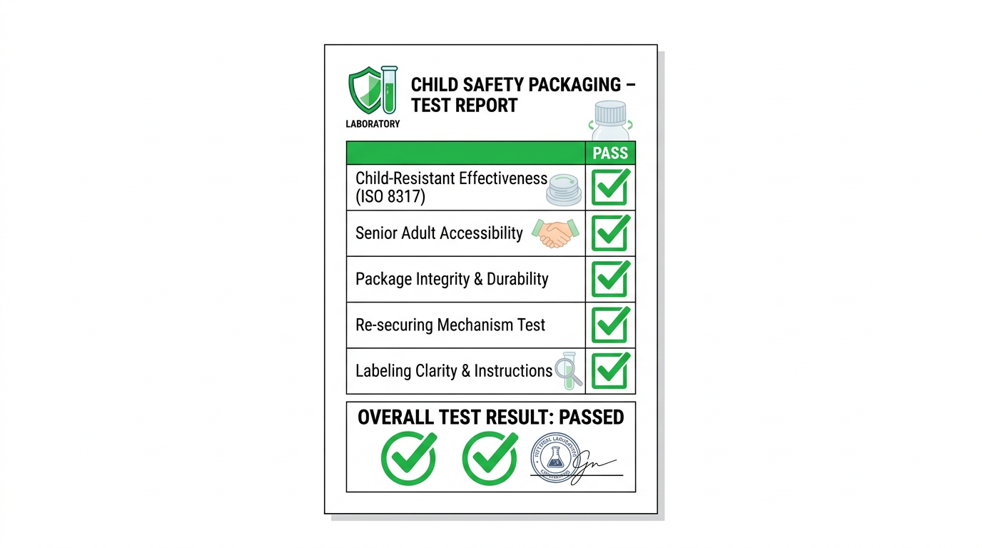 Infographic of lab protocols and documentation for certified CR packaging.