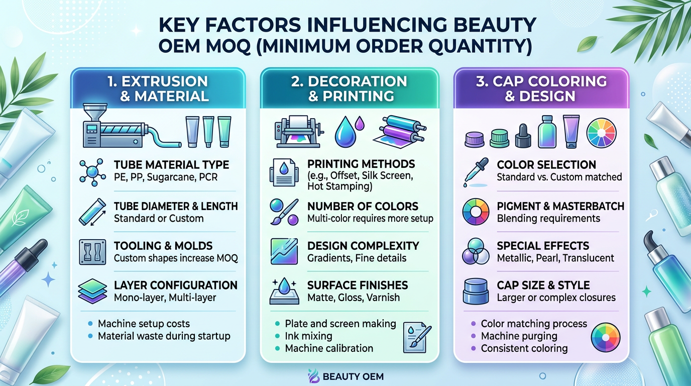 Graphic showing levers that lower true MOQ such as shared diameters and stock caps.
