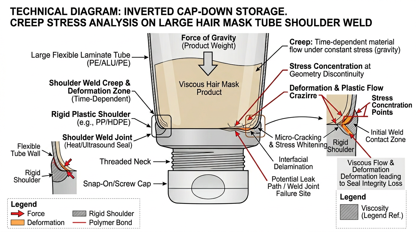 Diagram of long-term cap-down storage stress on shoulder welds.