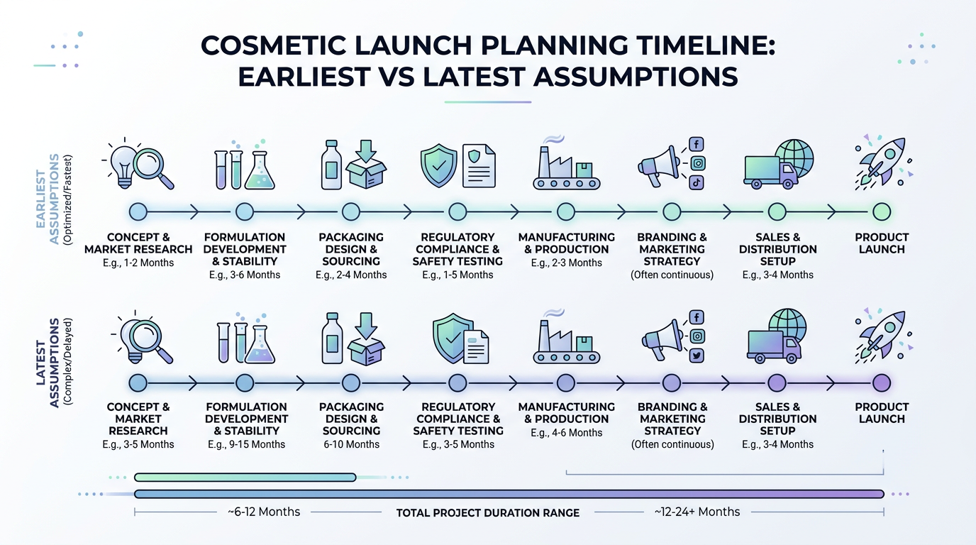 Graphic encouraging date ranges with explicit assumptions for internal stakeholders.