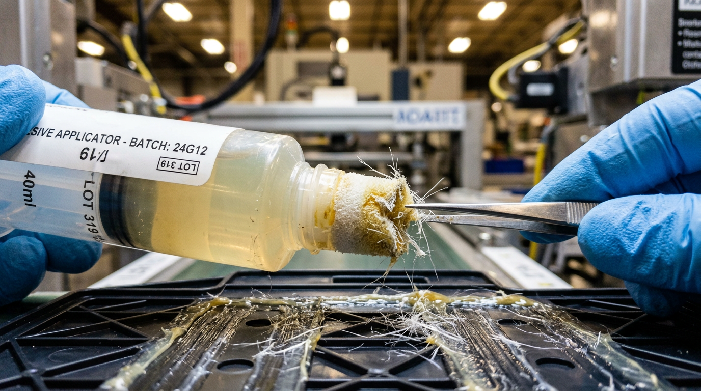 Quality inspection concept for sponge glue lines, fiber shed, and swelling.