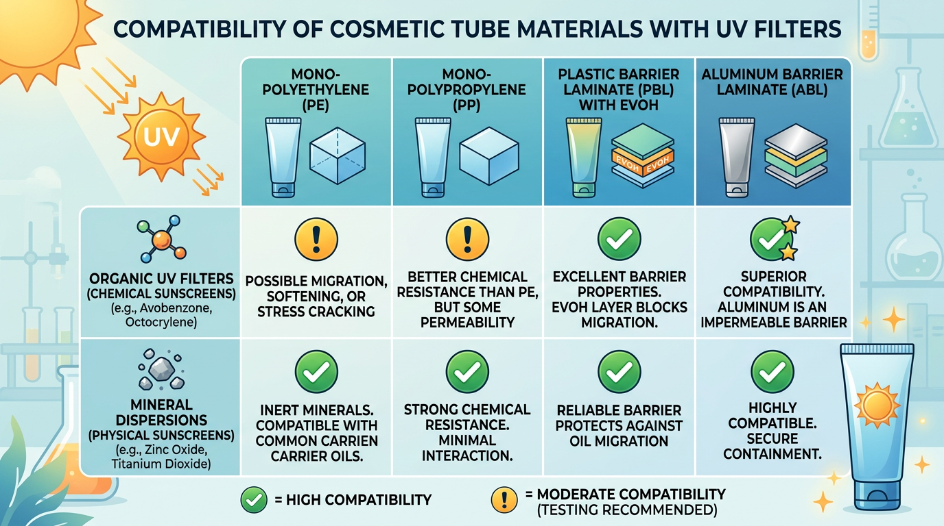 Technical concept of filter-solvent interaction with tube materials.