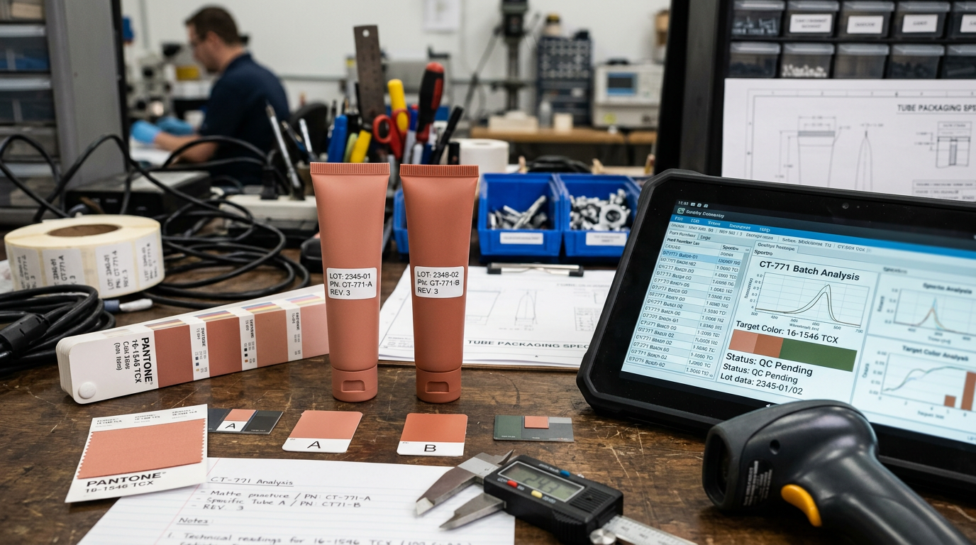 Traceability workflow that supports PCR claims for cosmetic tubes.