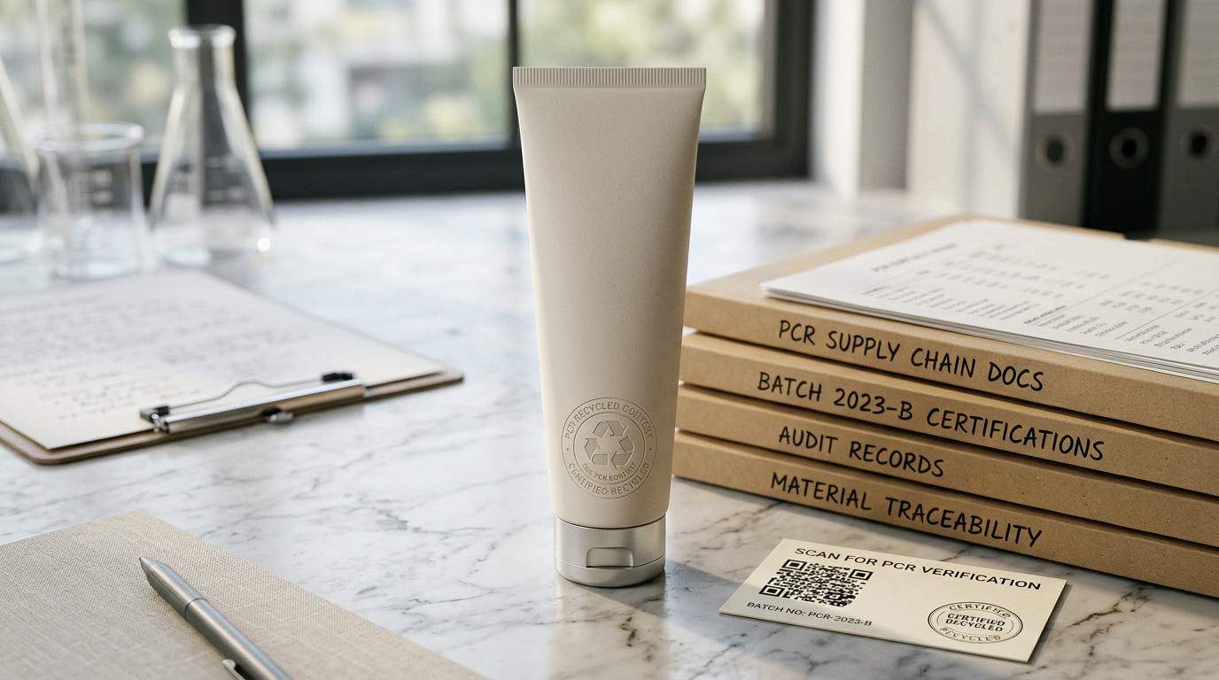 PCR claim scope and evidence discipline for cosmetic tube programs.