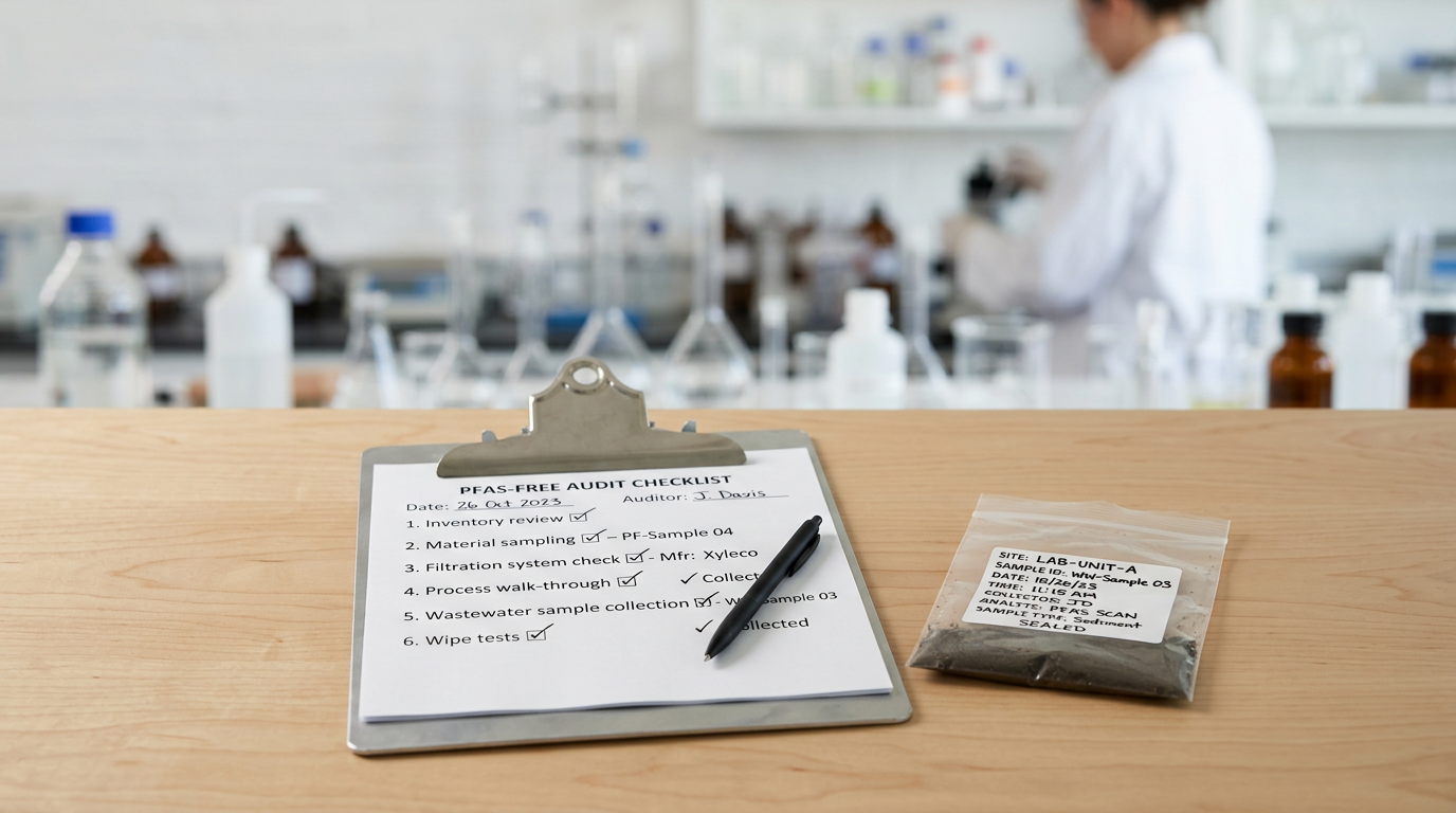 Scope and documentation checklist for PFAS-free tube and closure systems.