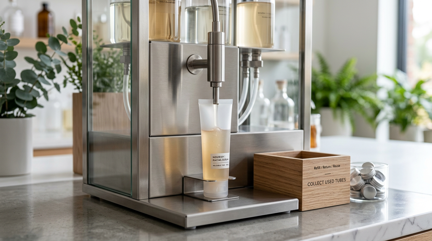 Refill and reuse program design for cosmetic tube systems.